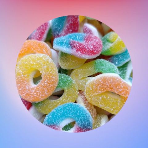 Anneaux multicolores sucré 100g