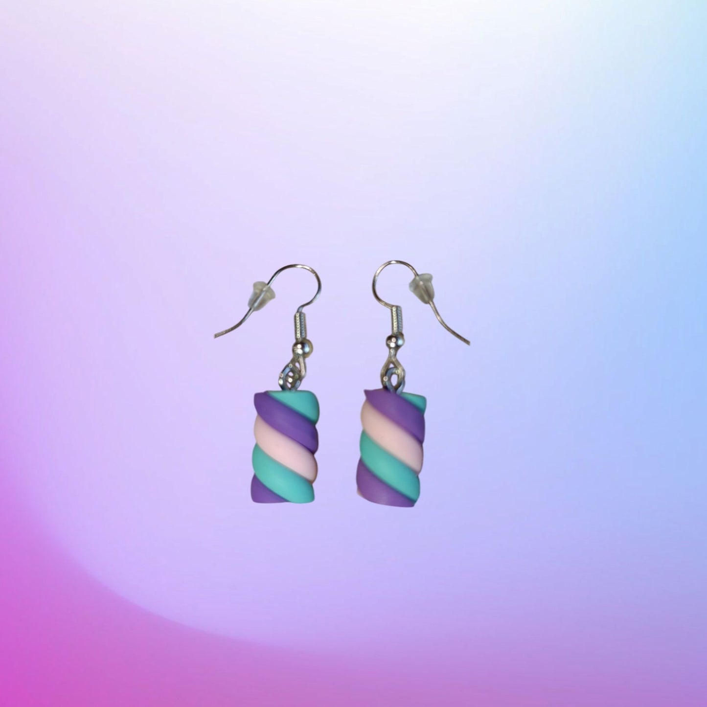 Boucles d'oreilles guimauve violet bleu