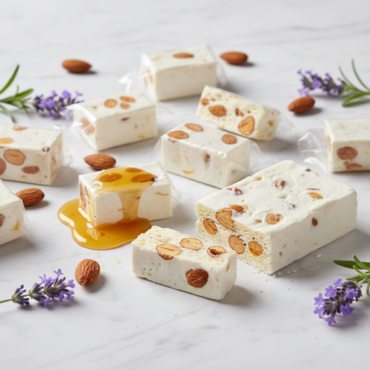 Savourez l’authenticité du nougat tendre de Montélimar : une douceur traditionnelle au goût inimitable.
Généreusement garni d’amandes et de pistaches entières, ce nougat fond délicatement en bouche, laissant s’exprimer la douceur du miel et la finesse de la vanille. Sa texture tendre et moelleuse en fait une gourmandise d’exception, fidèle au savoir-faire artisanal de Montélimar.